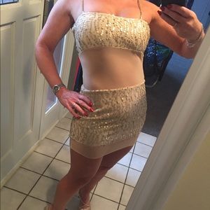 W by Wenjie sequin and sheer dress.